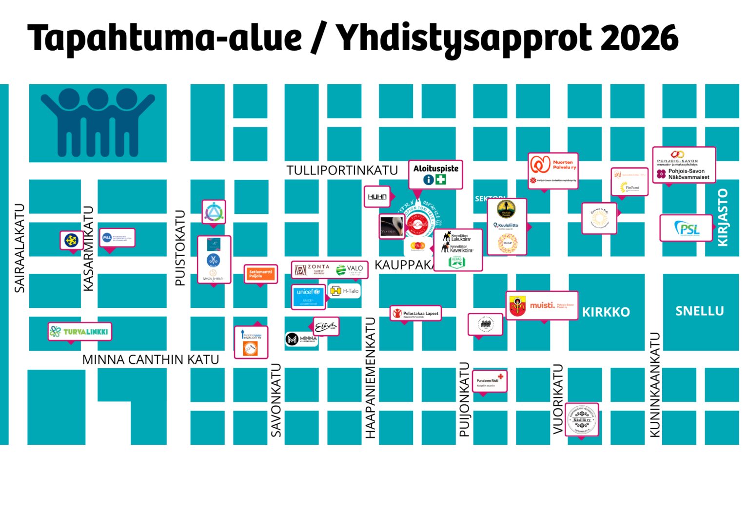 Kartta yhdistyksien logoilla 2026